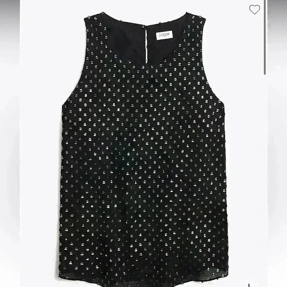 J Crew Black gold work Dot Top professional sleeveless